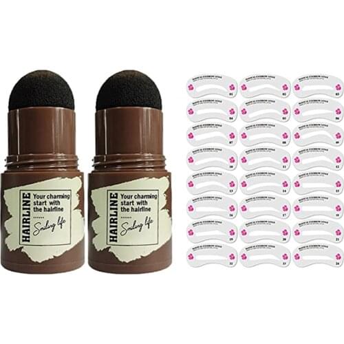 Eyebrow Stamp Shaping Kit Professional Eye Brow Gel Stamp Makeup Kit with 24 Reusable Eyebrow Stencils Eyebrow Brush