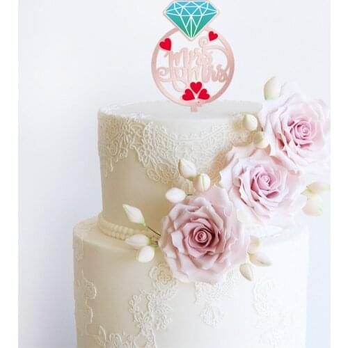 New Acrylic Miss To Mrs Beautiful Wedding Cake Topper Wedding Engagement Party Diamond Love Decoration Valentines Day Gift