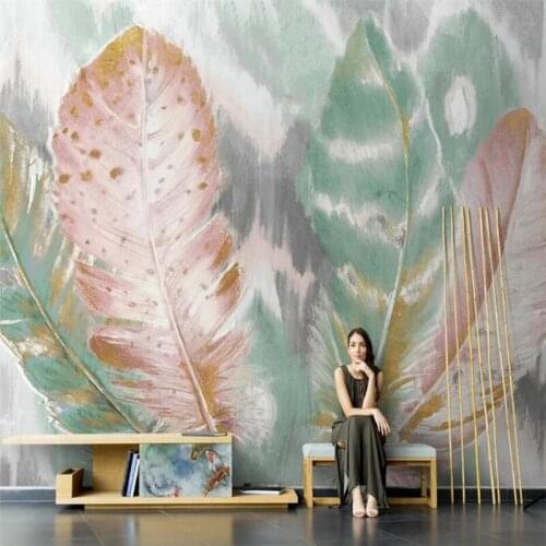 Beibehang custom Nordic personality abstract feather wallpaper for living room decoration papel de parede wall papers home decor