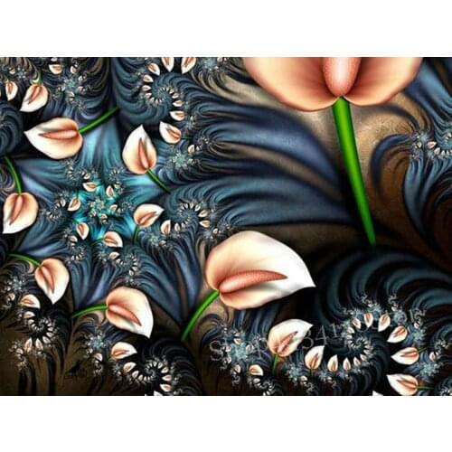 Full square / round drill abstract lily 5d diy diamond painting flower rhinestone crystal mosaic decorative sticker