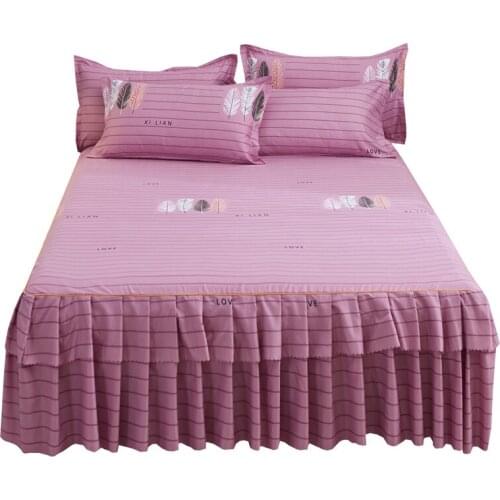 Bed Skirt Bedspread One-Piece All-Cotton Edge 1.8M Pure Cotton Simmons Protective Cover Princess Non-Slip Bed Sheet Fitted Sheet
