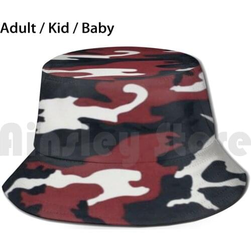 Red , White , Grey And Black Urban Camouflage Design Sun Hat Foldable UV Protection Camo Camouflage Urban Urban Camo Urban
