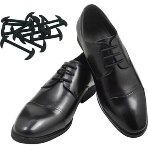 12pcs/set 3 Sizes Men Women Leather Shoes Lazy No Tie Shoelaces Elastic Silicone Shoe Lace Suitable Free Shipping