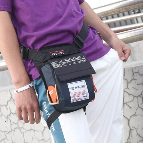 JCHENSJ Multifunction Mens Shoulder Bag Waterproof Polyester Cycling Thigh Bag Large Capacity Male Chest Bag