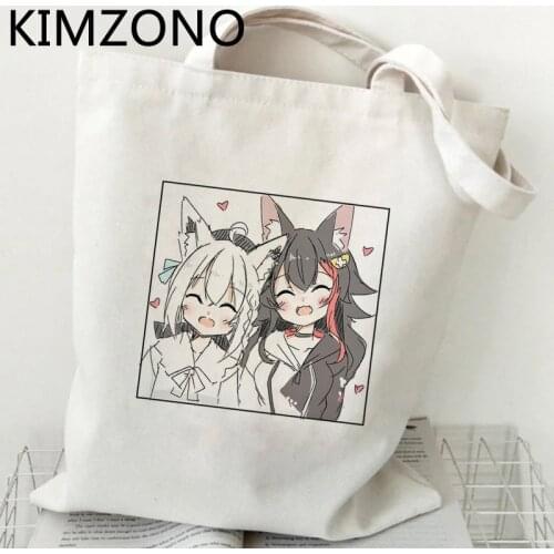 Hololive shopping bag eco handbag canvas tote bolsas de tela shopper bag ecobag bolsas reutilizables reciclaje grab