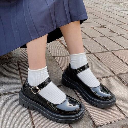 Lolita Shoes Woman Platform Mary Janes Womens Cosplay High Heels Ladies Black Pumps Female PU Leather Woman Non Slip Footwear