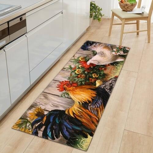 WUJIE Rooster Kitchen Mat Non-Slip Carpet Indoor Outdoor Rug Floor Mats Bedroom Bath Floor Mats Entrance Rugs Doormat Decor