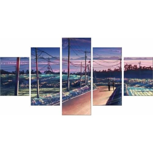 5Pieces Free Shipping modern home decor art wall painting anime your name poster printed on canvas painting for kids room Framed