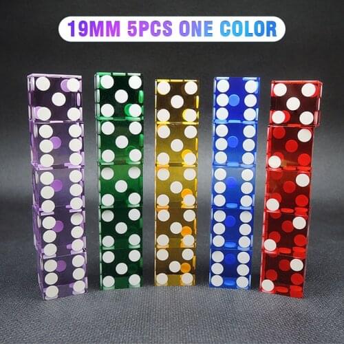 5Pcs/set 19mm Big Size Translucent Acrylic Dice Right Angle Digital Dice Drinking Gambling Dice Kit