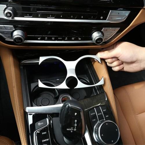 For BMW 5 Series G30 6 Series GT 2017-18 Models ABS Chrome Interior Moldings Center Cup Holder Cover Trim for 525li 530li 540li