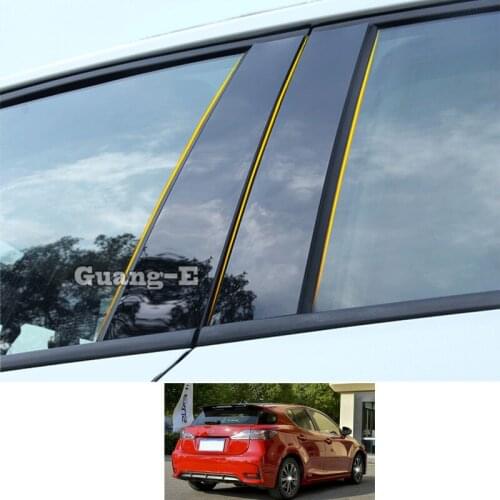 For Lexus CT CT200h 2012 2013-2017 Car PC Material Pillar Post Cover Door Trim Window Piano Black Molding Sticker Parts