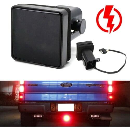 Smoked Lens 15-LED Tow Hitch Receiver with Strobe Feature Brake Tail Light for Truck SUV 2-Inch Towing Adapter Hole