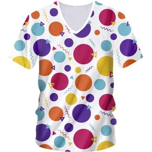 IFPD EU Size Mens V Neck Tshirts New Cool Print Colorful Geometric Figures 3D Tshirt Casual T-shirts Man Fitness Tee Shirts 7XL
