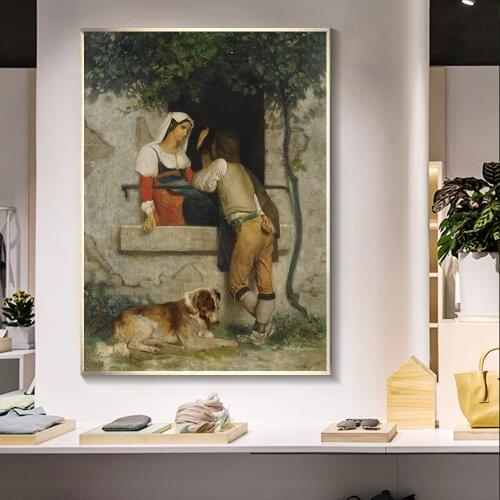 William Adolphe Bouguereau Famous Master Artist Italian Lovers Canvas Painting Poster and Print for Living Room Decor Wall Art