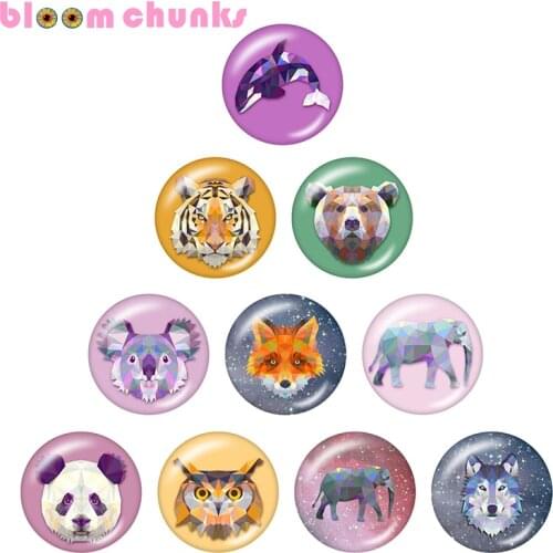 Animal art 12mm/18mm/20mm/25mm Round glass cabochon flat back Making snap button jewelry S2714