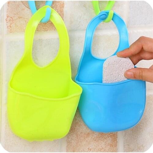 Kitchen Bathroom Sink Hanging Storage Bag Rack Holder Cartoon Soap Dish Organizer Box Sink Snap Storage Soap Sponge Container
