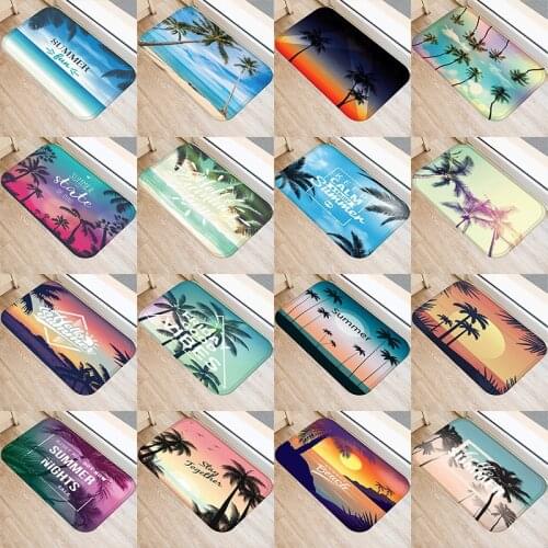 Summer Sea Tropical Tree Kitchen Entrance Door Mat Coral Velvet Carpet Rubber Colorful Indoor Floor Mats Non-Anti-Slip Rug 48258