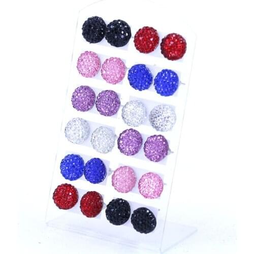 Fashion Small Crystal Heart Round Circle Oval Stud Earrings Set For Women Kids Little Girls 12 Pairs Trendy Gypsophila Jewelry