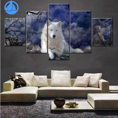 5 Panel Animal Wolf diy Diamond Painting diamond mosaic full square round drill diamond embroidery cross stitch hobby home decor