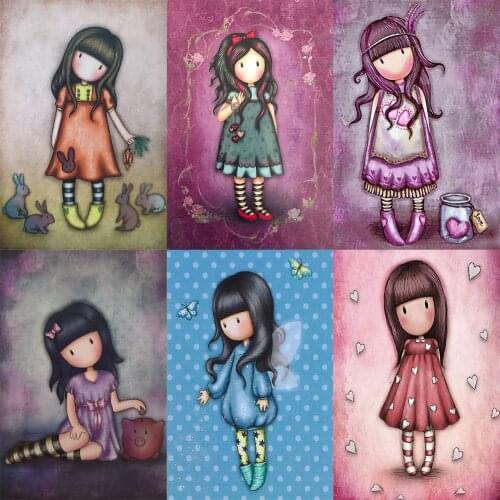 DIY Cross Stitch Cartoon Doll Series Set 11CT Ecological Cotton Thread Printing Embroidery Home Decoration Painting Gift 30x40cm