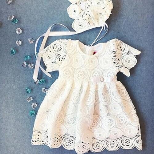 New 0-24M Baby Girls Dress Newborn White Lace Tutu Party Wedding Dress Toddler Princess Costumes For Infant Girls