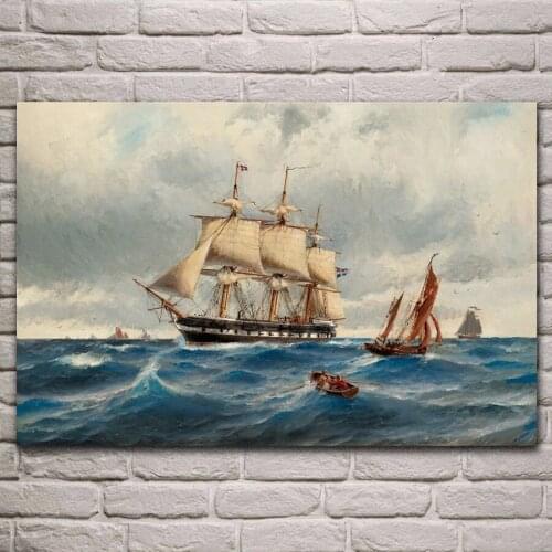 Sailing ship sea nautical artwork fabric poster living room home wall decorative canvas silk art print KJ596