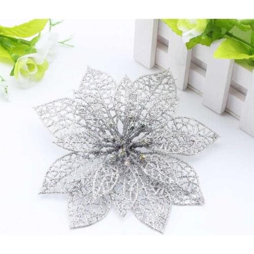10Pcs Hollow Plastic Christmas Artificial Flowers Butterfly Xmas Tree Decorations Hollow Flower Wedding Decorations Flowers 5Z