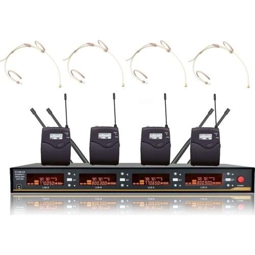 Stage Performance Home KTV Party UHF Professional 4 Channel 4 Wireless Microphone System Headset/Lavalier Microphone Bolymic