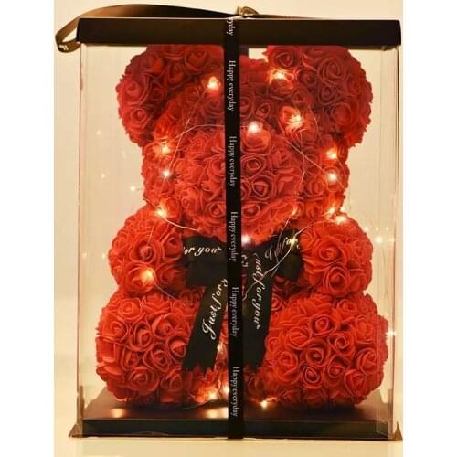 Romantic Valentines Day 40cm Bear Of Roses with LED Gift Birthday Present Christmas Wedding Multicolored Artificial Flowers