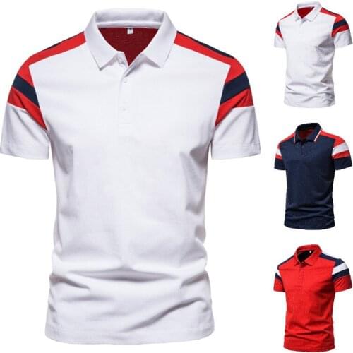 2021 New Summer High Quality Men Matching Color Lapel and Slim Business Casual Short Sleeves Mens POLO Shirt
