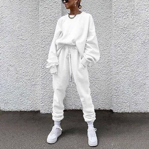 Fashion Women Solid Colors Tracksuit Leisure Long Sleeves Loose Sweatshirts Pullover Tops Sweatpants Athletic Wear Sport Sets#g3