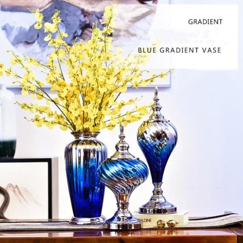 Vase for flower,blue glass crystal vases for home decor,new arrival