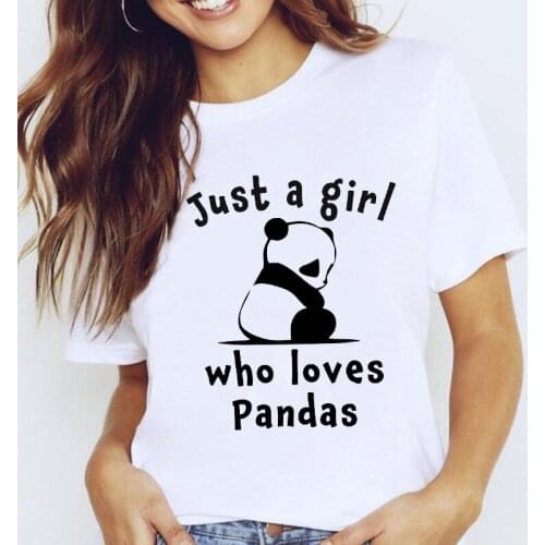 WVIOCE New Cute Women Graphic Cartoon Panda Girl Love Casual Short Sleeve Clothes Tops Tees Female O-Neck T-Shirt 26589