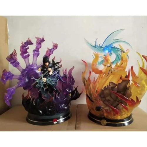 Japanese Anime Rikudousennin Uchiha Sasuke & kyuubi Kurama Naruto Statue Figure Model Toys