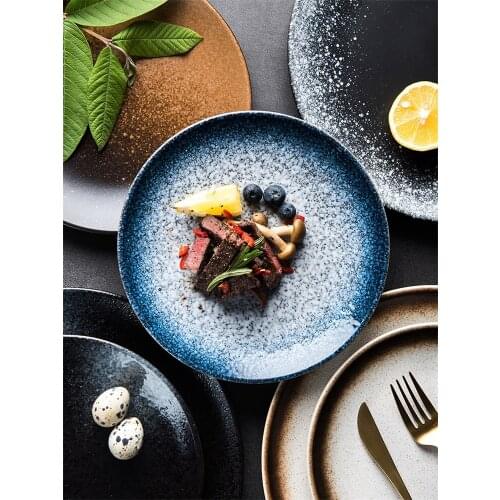 Japanese 6/8 /10 inch Deep Shallow Ceramic Dinner Dish Porcelain Salmon Steak Pasta Dessert Western Plate Tableware Wholesale