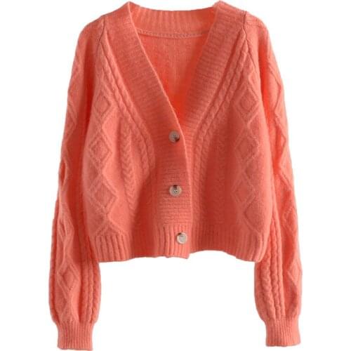 Women Short Knit Sweater Jacket 2021 Spring Autumn New Korean Thick Loose Long-sleeved Female Cardigan Solid Casual Lady Tops