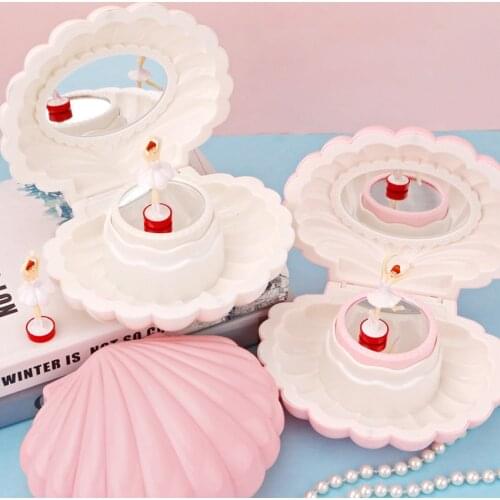 1Pc Shell Shaped Clockwork Musical Boxes Girls Dancing Ballerina Musical Box Christmas Birthday Jewelry Box Gifts Ornaments