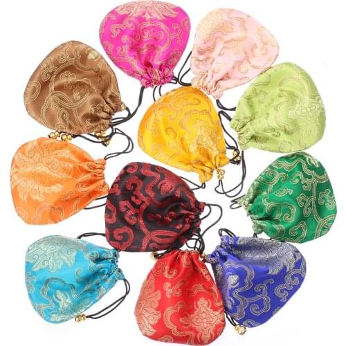 1PC Drawstring Lucky Bag Silk Jewelry Pouch Auspicious Cloud Gift Storage Bags Embroidery Sachet Handbags Wedding Favors