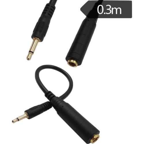 10pcs 1Ft 3.5mm 1/8" Male Mono Plug to 6.35mm 1/4 Female Mono Jack Audio Adapter Converter Connector Cord Cable 30cm