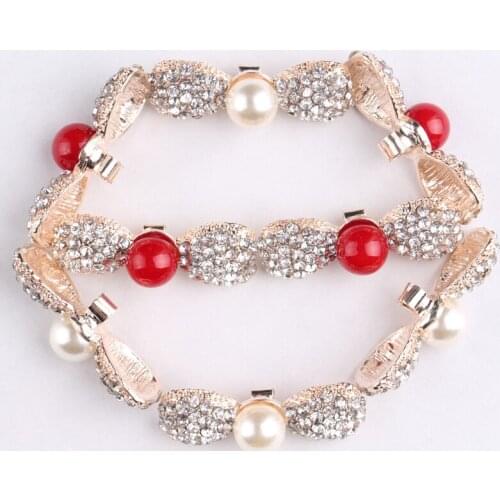 120pcs/lot)Fashion Bow Shape Pearl Rhinestone Button Artificial Metal Alloy Crystal Button For Girl Wedding Jewelry Accessory