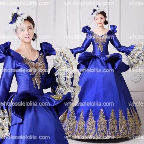 2017 Royal Embroidery Vampire Queen Masquerade Ball Gown Marie Antoinette Southern Belle Dress Theatrical Clothing