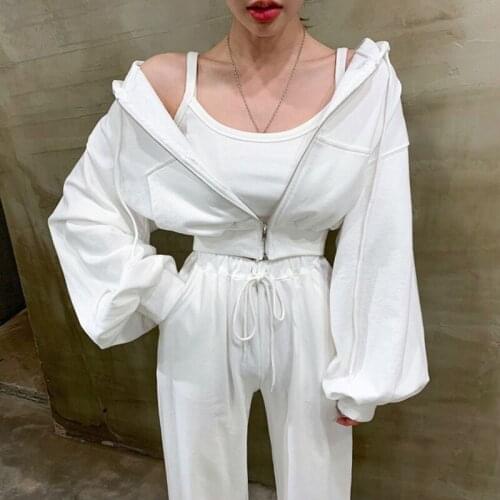 2020 New Arrival Chic Ins Hot Korean Style Solid Simple Basic Exercise Suits for Ladies Elegant Three Pic Autumn Suits for Lady