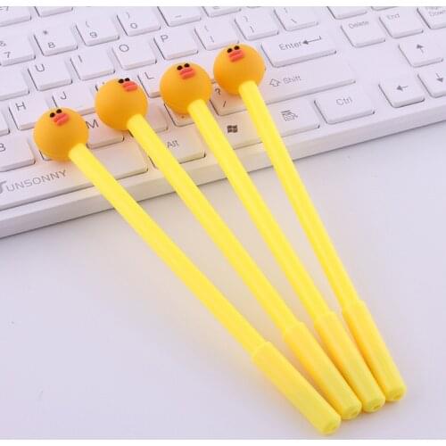 30 Pcs Gel Pen Creative Stationery Cartoon Cute Yellow Duck Neutral Pen 0.38mm Signature Pen School Tools Wholesale Gifts Kids