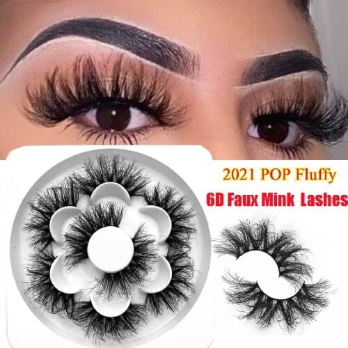 4 Pairs 6D Faux Mink Lashes False Eyelashes Handmade Craft Cruelty-free Long Soft Band Wispy Fluffy Eye Lashes Reusable