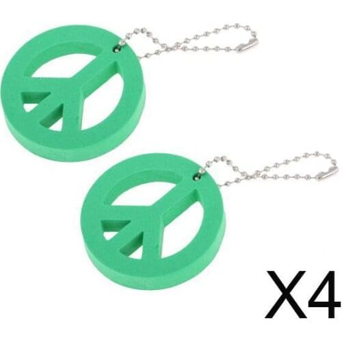 4x2 Pieces Round Buoy EVA Floating Keychain Keyring Yachting Key Float Green