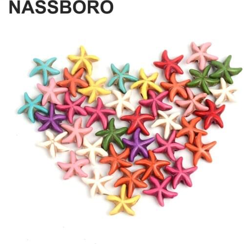 50Pcs 1.3cm*1.3cm Starfish Natural Stone Beads Loose Spacer Beads For Jewelry Making Seed Beads Women DIY Bracelet Gift NASSBORO