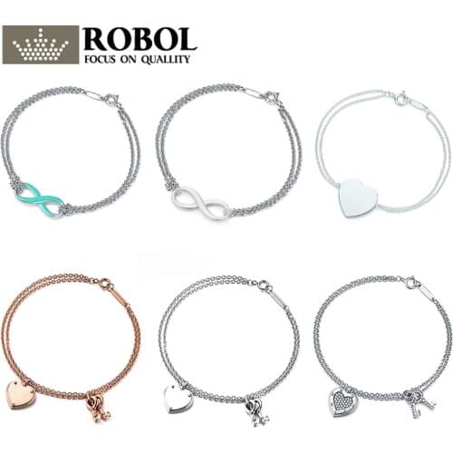 SL 04 TFB RLLEN High Quality Original 925 Sterling Silver Love Key Classic Elegant Bracelet with Logo Woman Girl Jewelry Gift