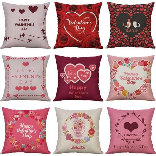 Valentines Gift Cover Decor Day Pillow Cushion 18'' Cotton Linen Home Sofa Case