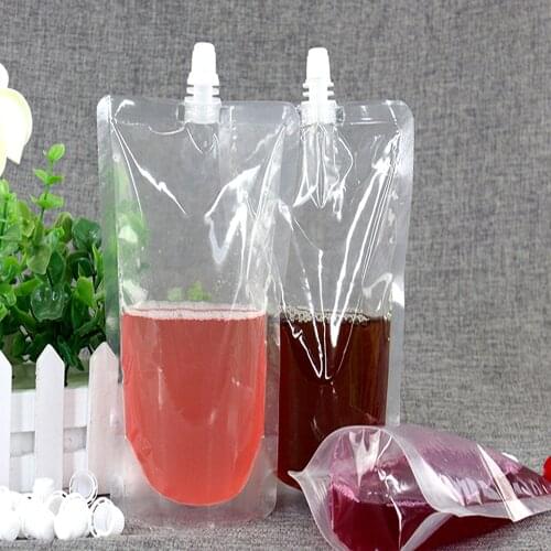Eco-friendly Plastic Juice Package Bags Clear Stand Up Spout Pouches Kitchen Outdoor Breast Milk Spout Storage Bags With Funnel