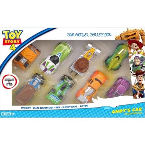 8pcs/set Toy Story 4 Metal Car Buzz Lightyear Woody Action Toy Figures Model Toys for Boys Children Birthday Gift Collectible
